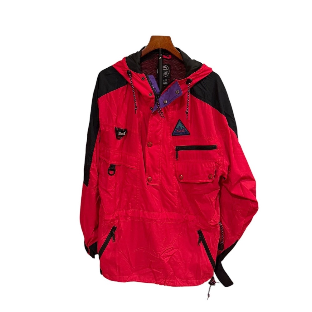 Vtg Red Black 90s Market LTD Ski Pullover Anorak 1/4 Zip Jacket Mens Gorpcore